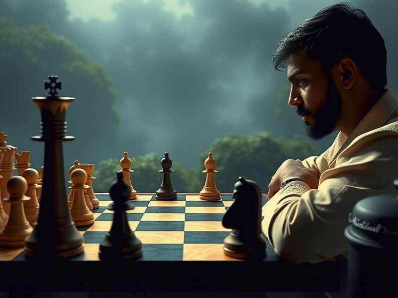 कंप्यूटर के खिलाफ शतरंज खेलते हुए व्यक्ति