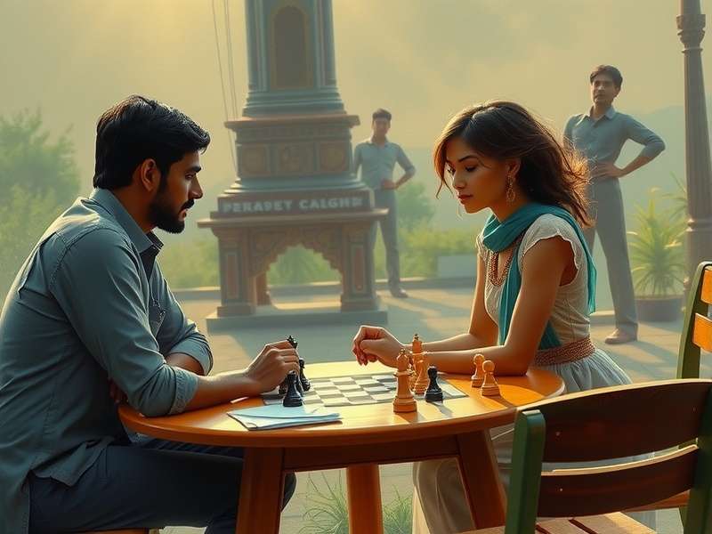 भारतीय शतरंज खिलाड़ी एक साथ खेलते हुए