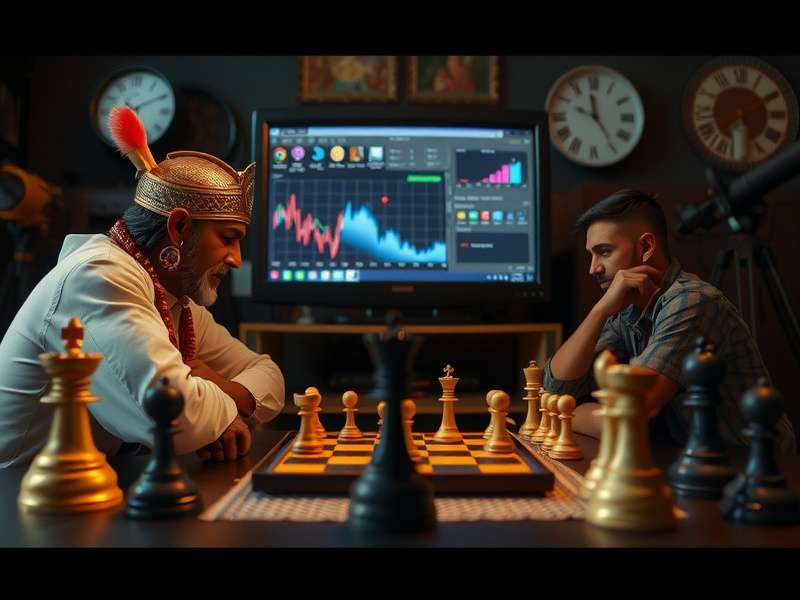 कंप्यूटर के खिलाफ शतरंज खेलते हुए एक व्यक्ति