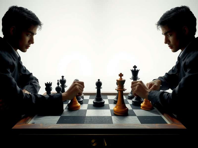 दो भारतीय युवा एक लैपटॉप पर शतरंज खेलते हुए