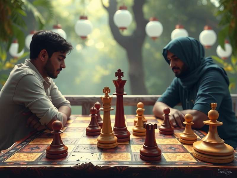 भारत में दो खिलाड़ी ऑनलाइन शतरंज खेलते हुए