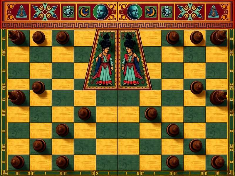 पारंपरिक भारतीय शतरंज बोर्ड सेटअप डायग्राम