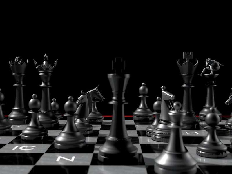 Chess Titans Black board position showing complex middle game strategy