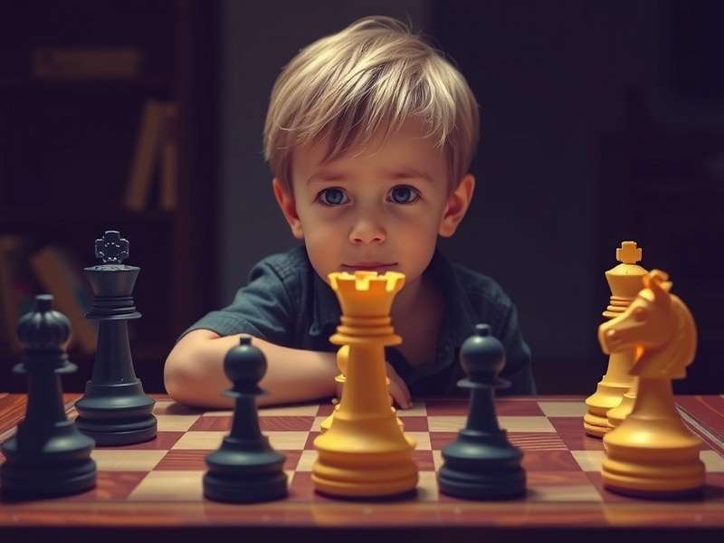 A young child playing chess with an adult in India