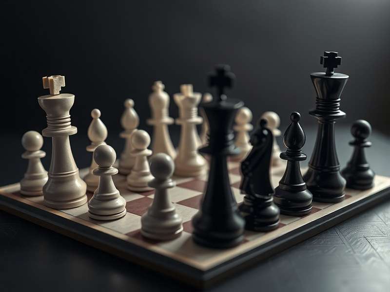 Professional chess board setup with pieces ready for play