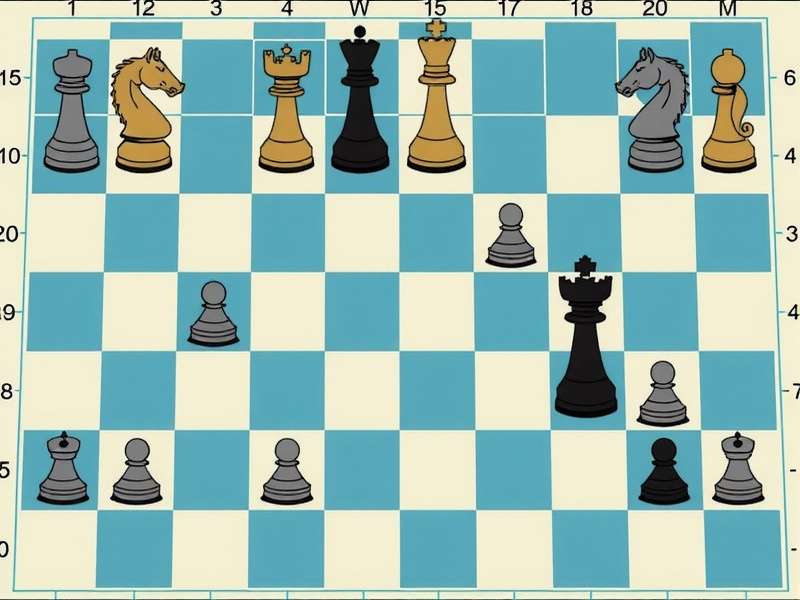Close-up of chess strategy diagram with Indian notation