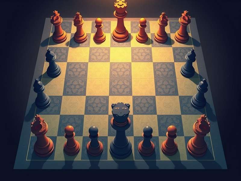 Traditional Chess pieces on a wooden board in an Indian setting