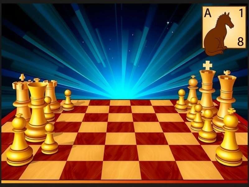 Close-up of a chess board with pieces in mid-game strategy