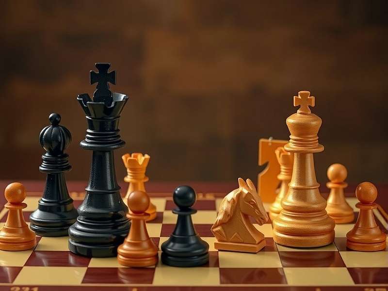 Chess Master analyzing complex position on wooden chessboard