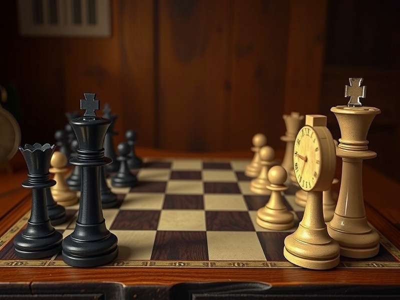 Chess board with strategic pieces arrangement