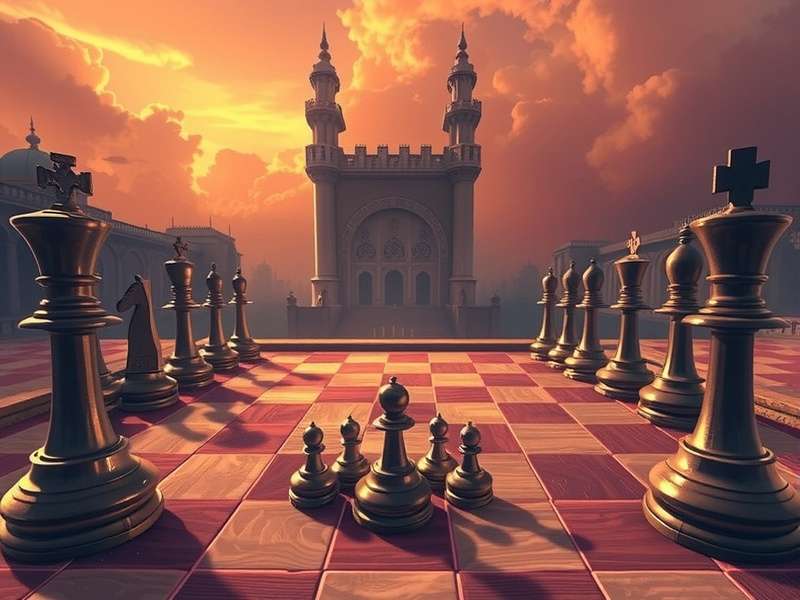 Indian chess grandmaster concentrating during an online tournament