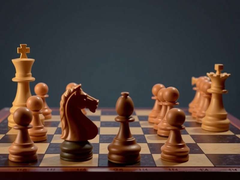 Chess player contemplating the next move over a wooden board