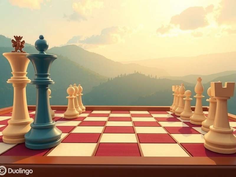 Duolingo Chess standard board setup with labelled pieces