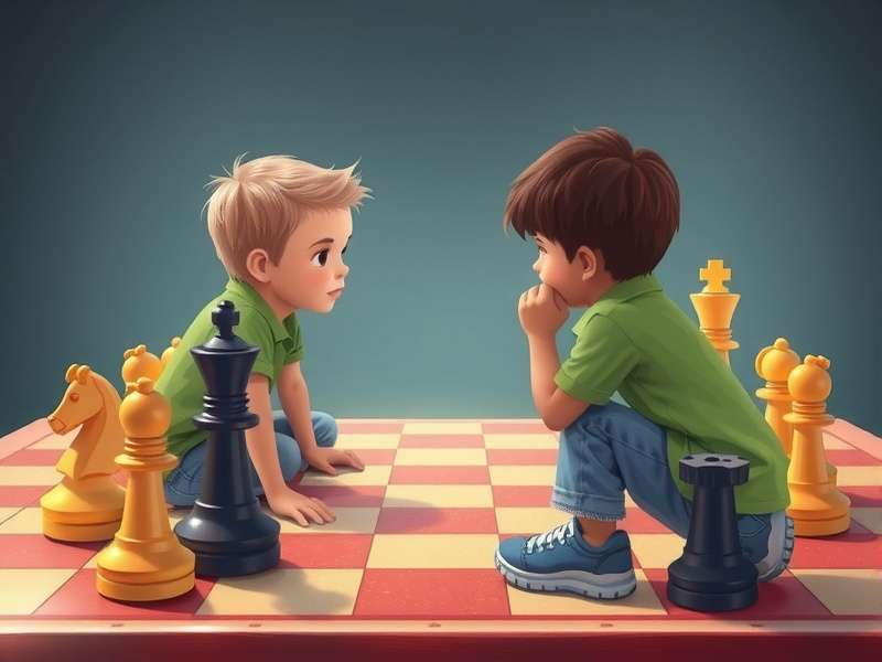 Two young chess kids from India concentrate on a chess board during a practice session